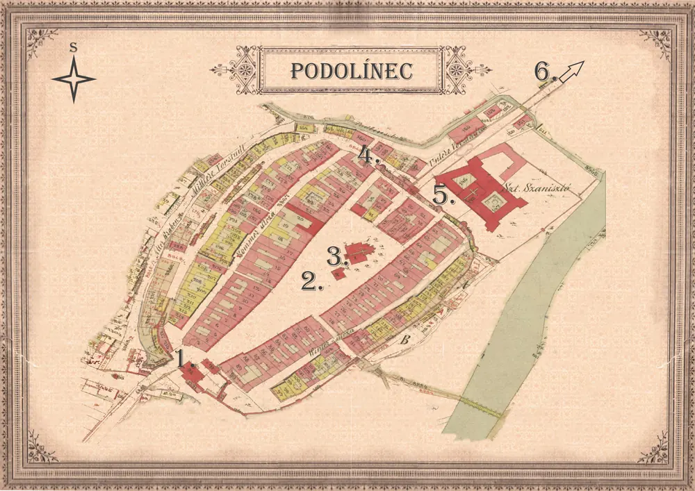 Ukážka historickej mapy Podolínca